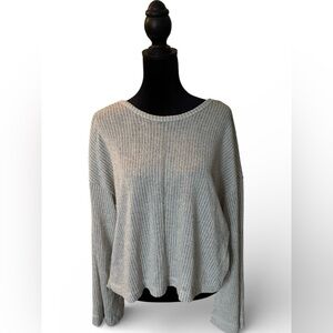 Lush Women's Lightweight Heather Gray Crew Neck Sweater